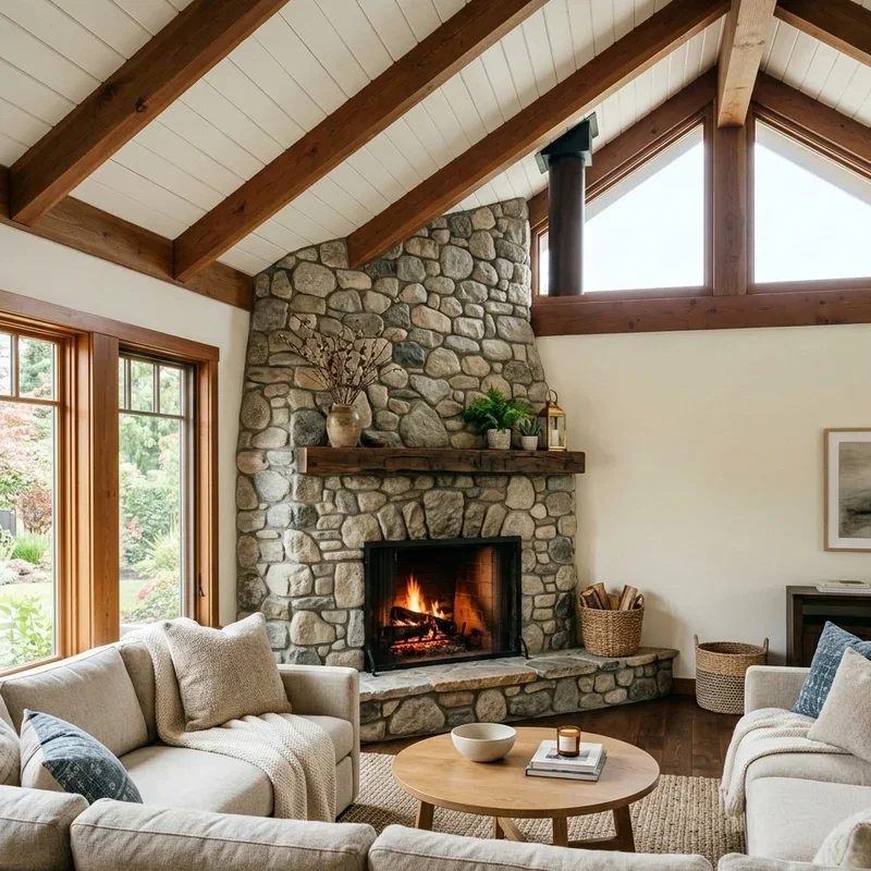 Living Room Vaulted Ceiling Fireplace Ideas