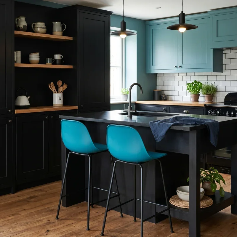 Black and Teal Kitchen Ideas