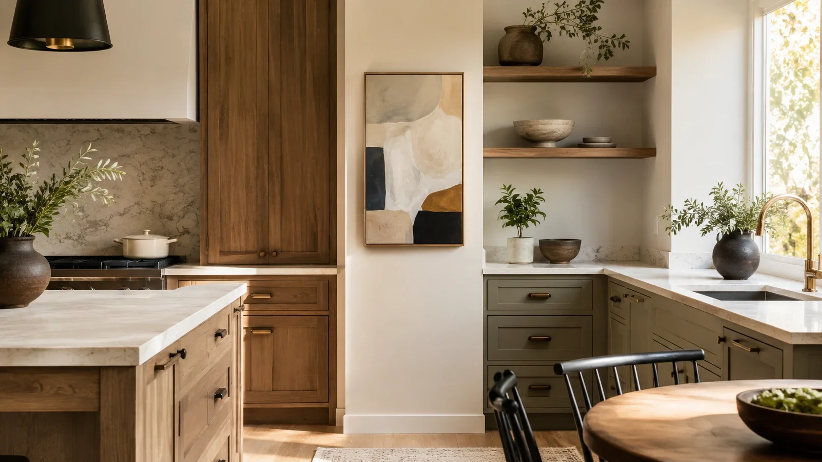 The Awkward Kitchen Wall: Tiny Gaps, Open Shelves — Where Abstract Art Actually Fits