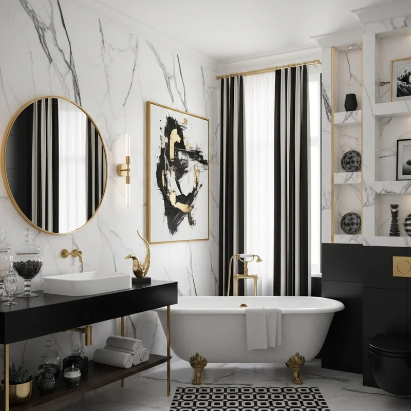 Black White and Gold Bathroom Ideas