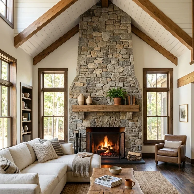 Living Room Vaulted Ceiling Fireplace Ideas