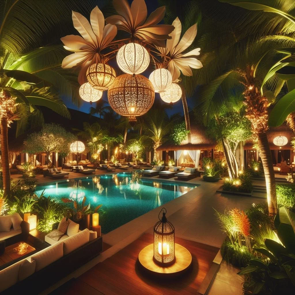 Tropical-Inspired Lighting Casting a Paradise-Inspired Glow