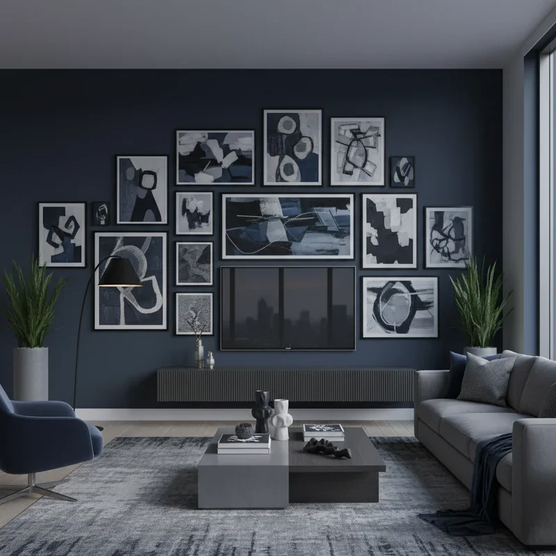 Navy Blue and Grey Living Room Ideas