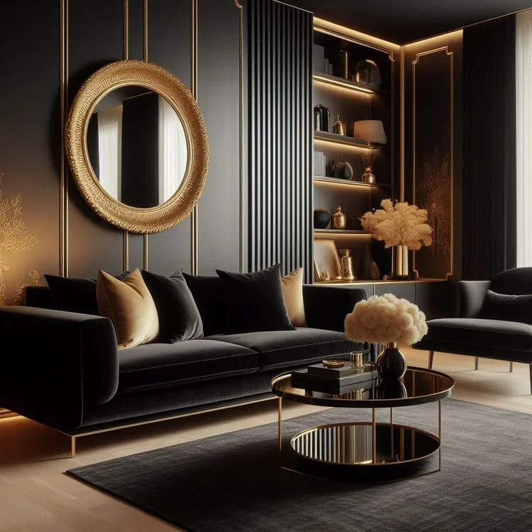 15 Luxurious Black and Gold Living Room Ideas