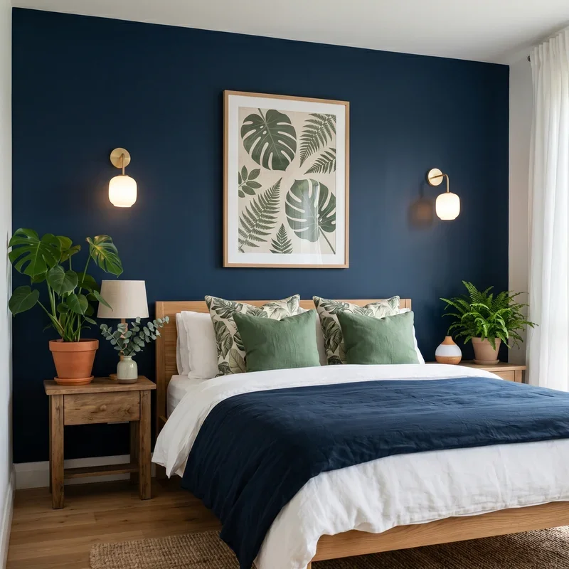 Navy Blue Accent Wall Bedroom Ideas