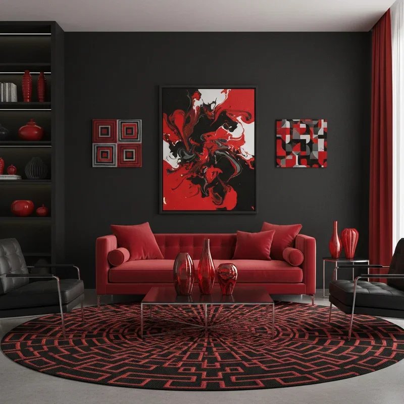 Red and Black Living Room Ideas