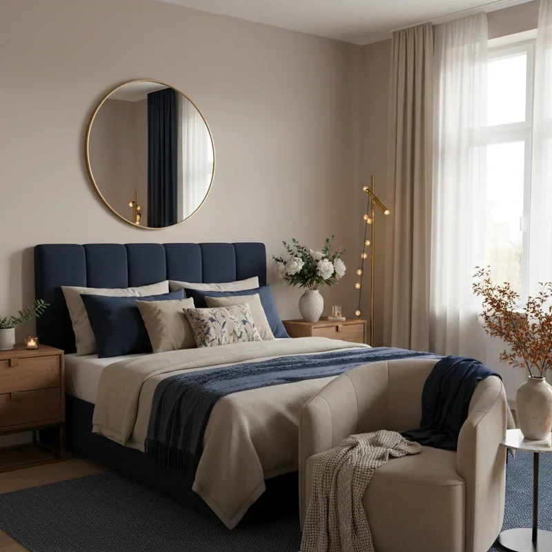 Navy Blue and Beige Bedroom Ideas