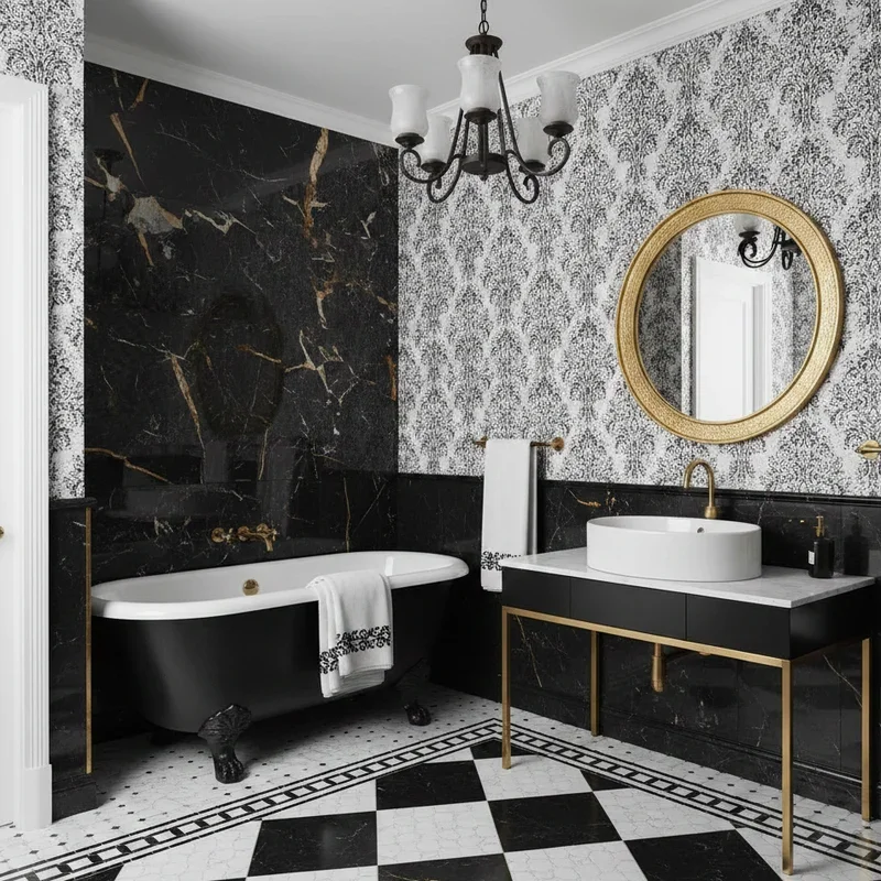 Black White and Gold Bathroom Ideas