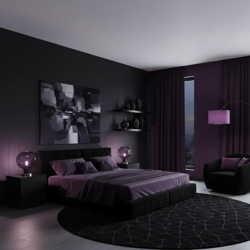 15 Black and Purple Room Ideas to Create a Luxe Look