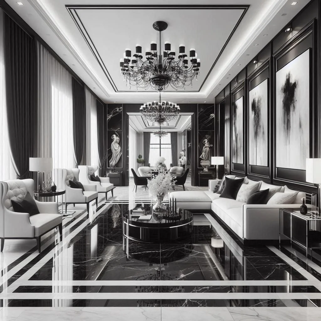 Luxury Black And White Wallpaper Living Room
