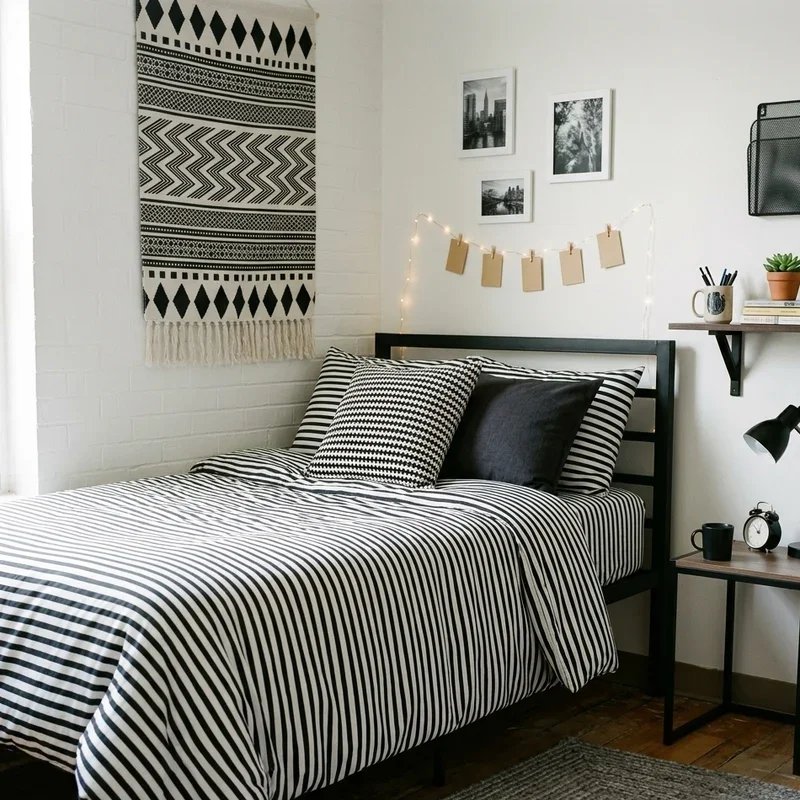 Black and White Dorm Room Ideas