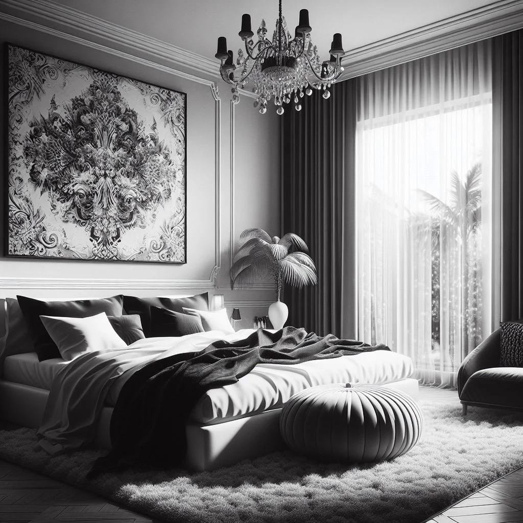 Black and White Bedroom Monochrome Artwork