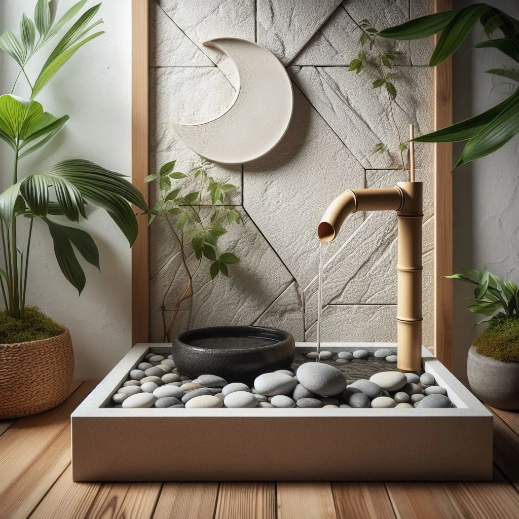 Tranquil Indoor Water Feature Evoking Island Stream Serenity