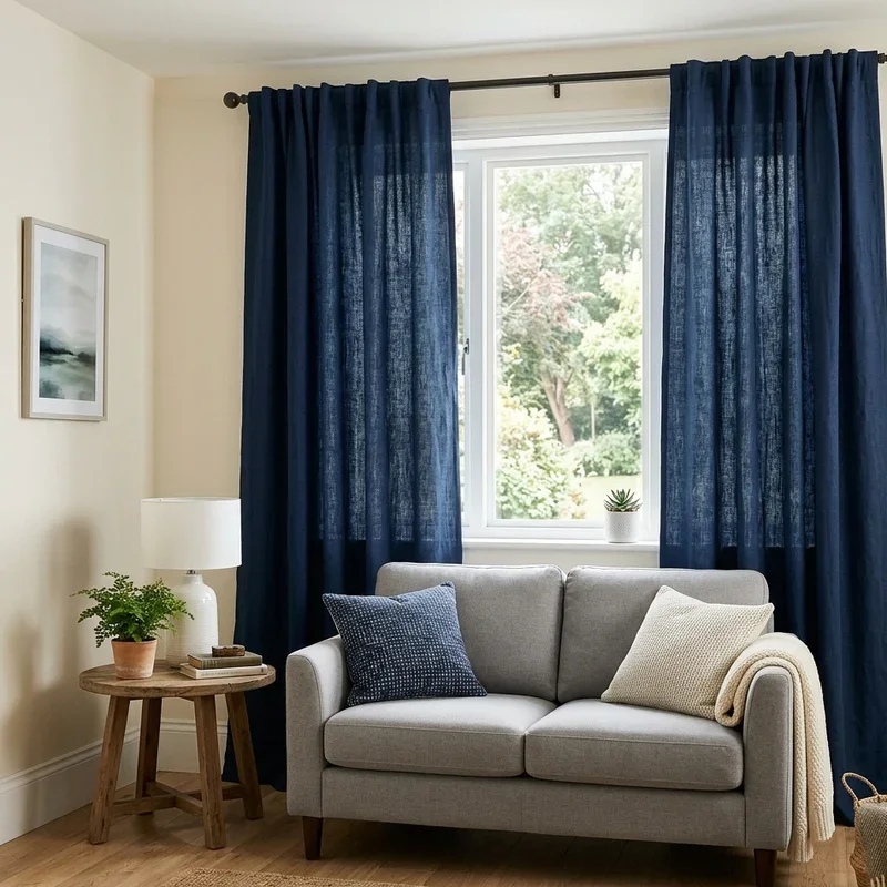 Navy Blue Curtains Living Room Ideas