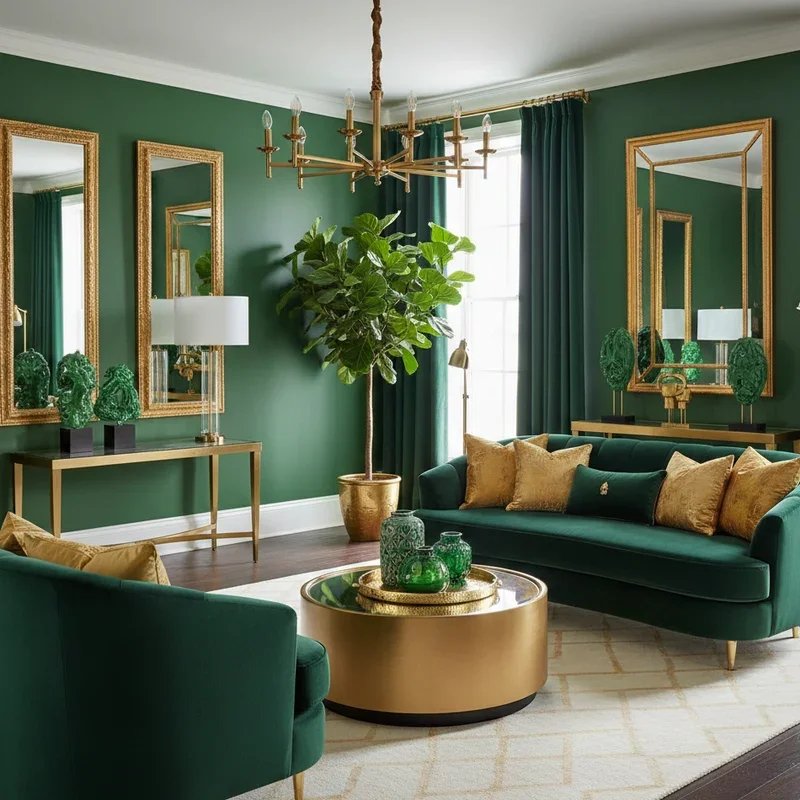 Green and Gold Living Room Ideas
