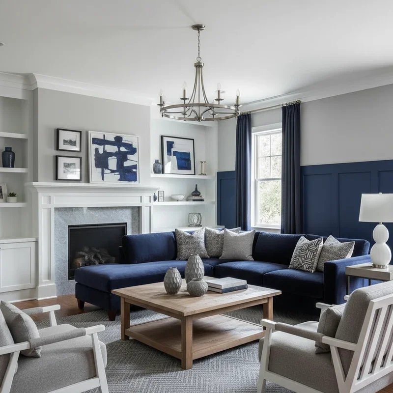 Navy Blue and Grey Living Room Ideas