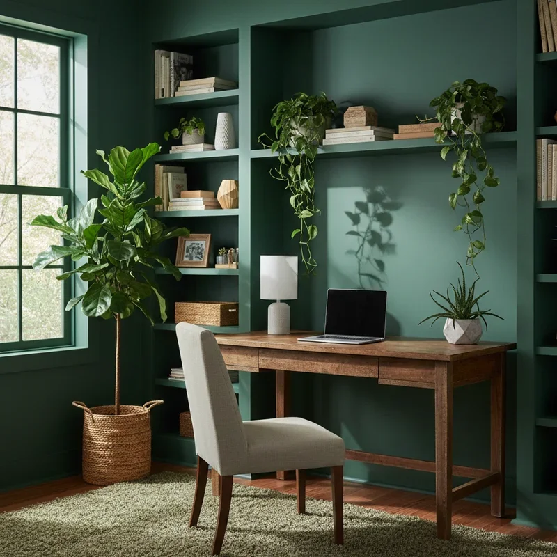Dark Green Home Office Ideas