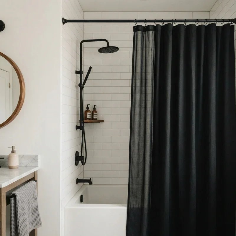 Black Shower Curtain Bathroom Ideas