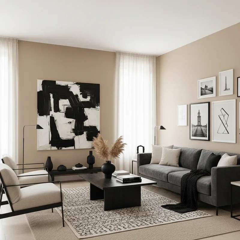 Black and Beige Living Room Ideas