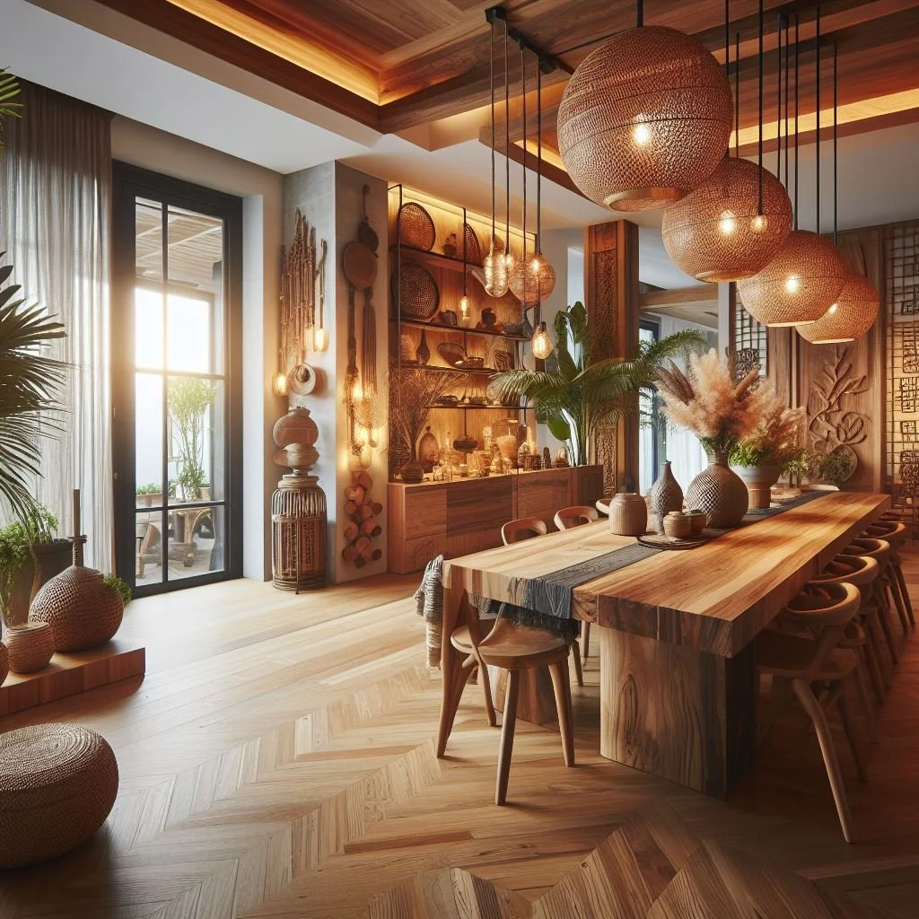 Warmth Infused Through Wooden Accents in Dining Area