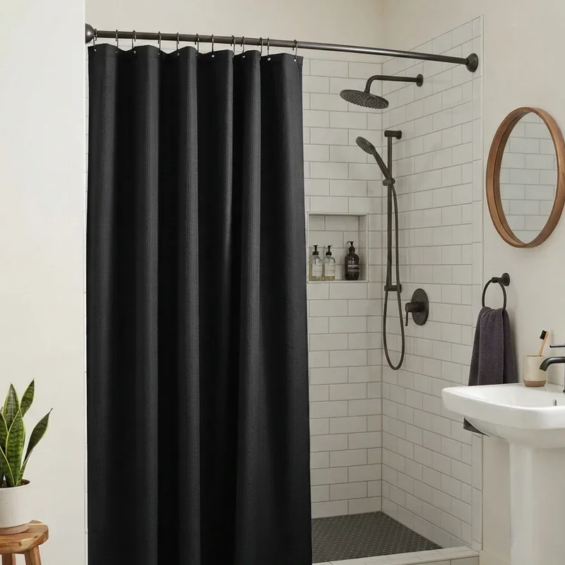 15 Black Shower Curtain Bathroom Ideas for Modern Style