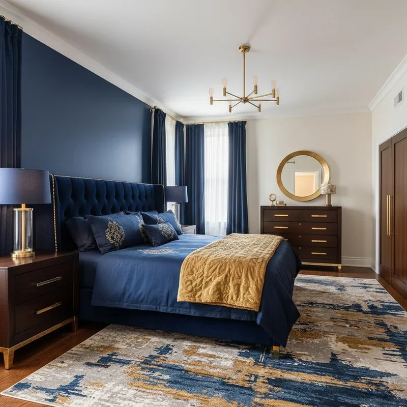 Navy Blue and Gold Bedroom Ideas