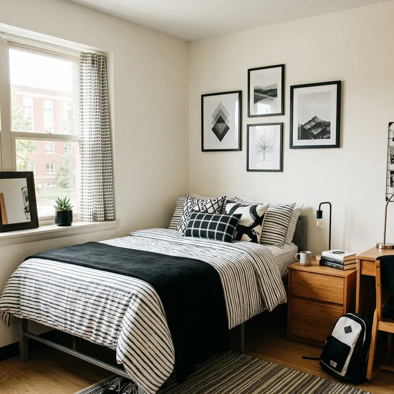 Black and White Dorm Room Ideas