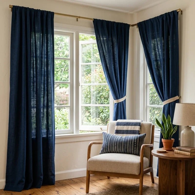 Navy Blue Curtains Living Room Ideas