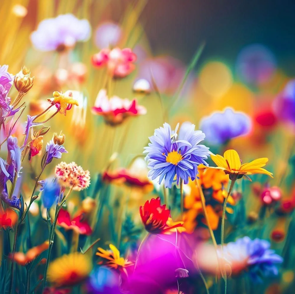 Vibrant wildflowers in a meadow.