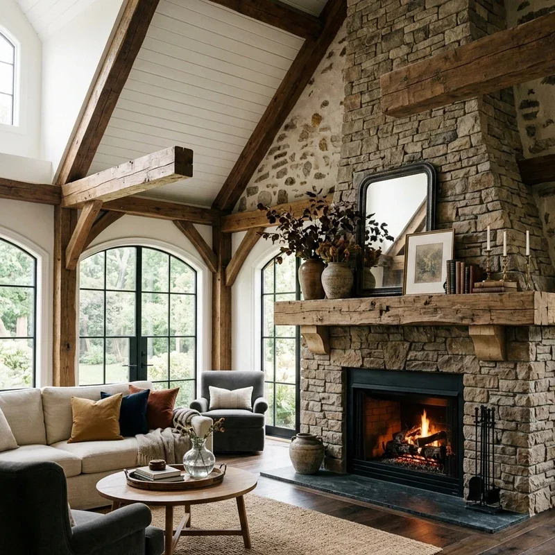 Living Room Vaulted Ceiling Fireplace Ideas