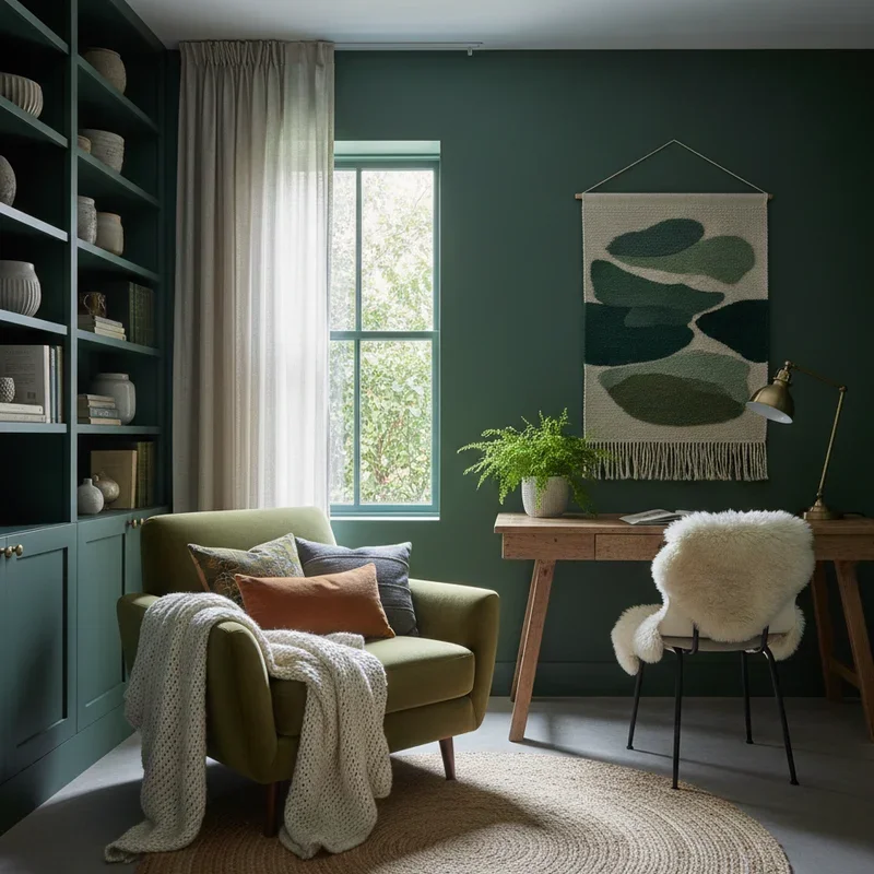Dark Green Home Office Ideas
