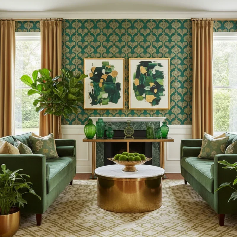 Green and Gold Living Room Ideas