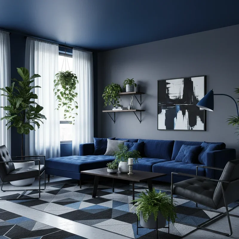 Black and Blue Living Room Ideas