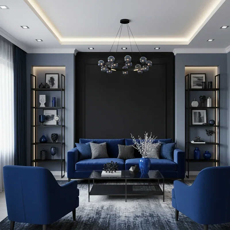 Black and Blue Living Room Ideas