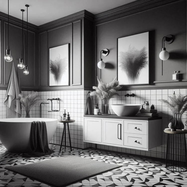 15 Black, White, and Grey Bathroom Ideas for Sleek Style