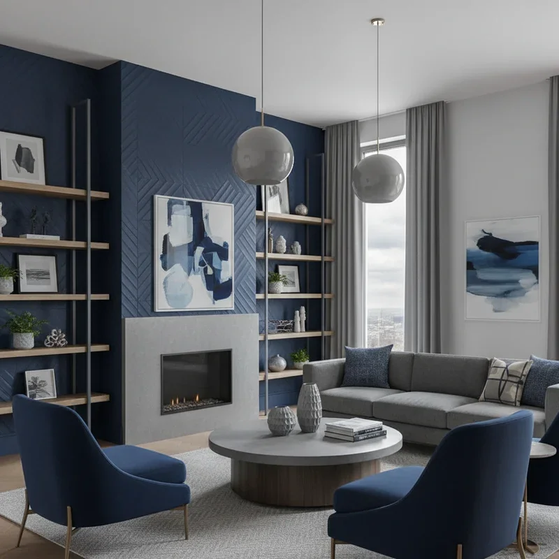 Navy Blue and Grey Living Room Ideas