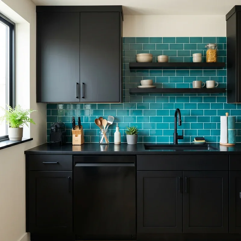 Black and Teal Kitchen Ideas