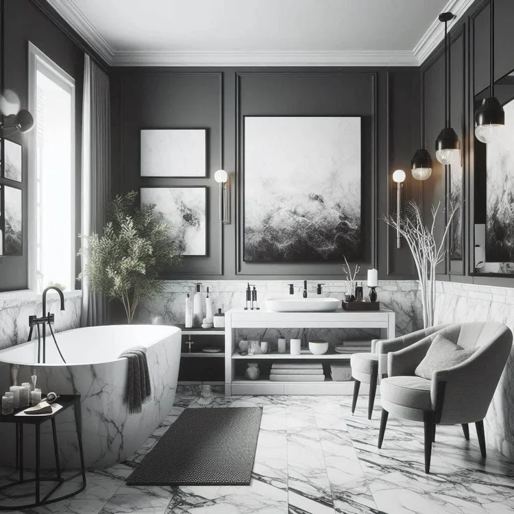 15 Black, White, and Grey Bathroom Ideas for Sleek Style