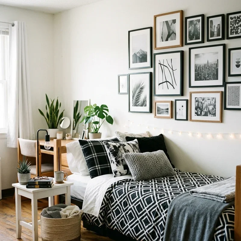 Black and White Dorm Room Ideas