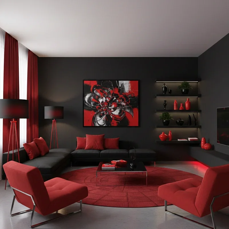 Black and Red Living Room Ideas