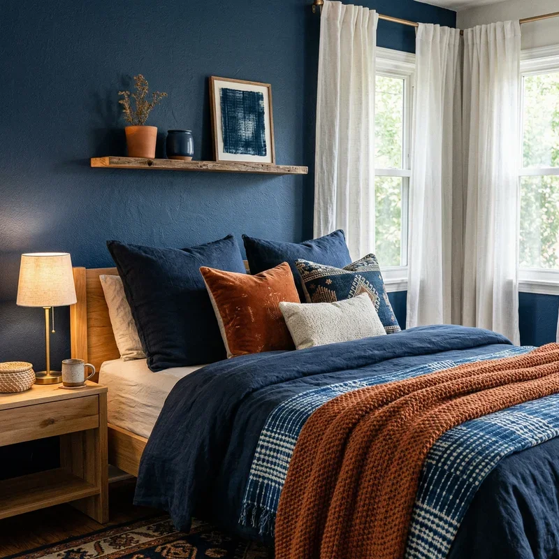 Navy Blue and Orange Bedroom Ideas