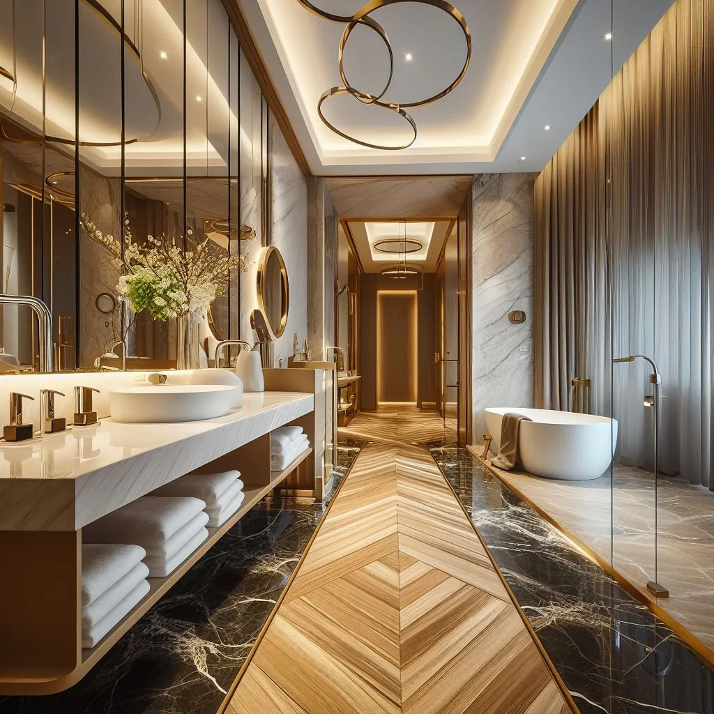 Modern bathroom with new fixtures.
