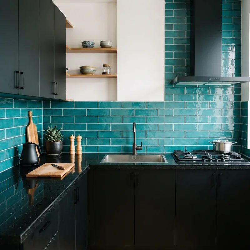 Black and Teal Kitchen Ideas