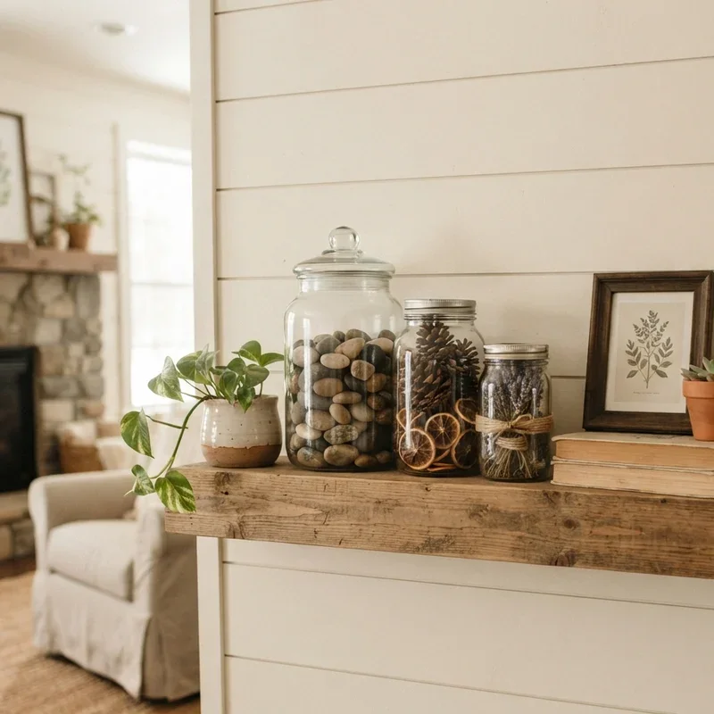 Farmhouse Living Room Shelf Decor Ideas