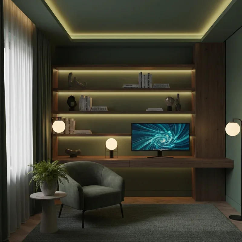 Dark Green Home Office Ideas