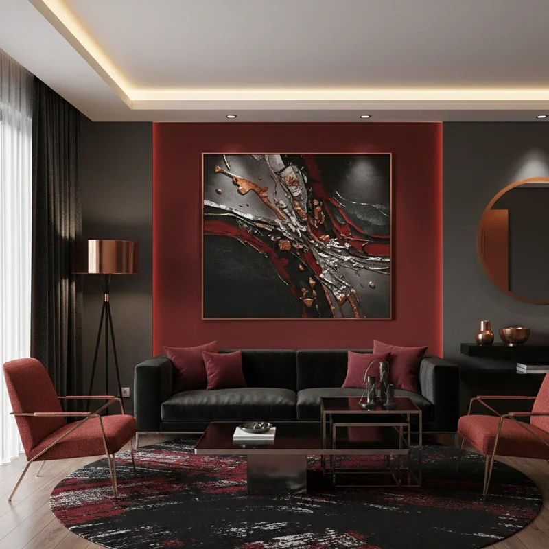 Red and Black Living Room Ideas