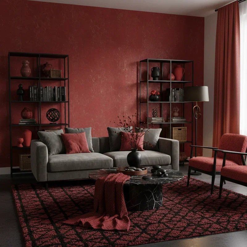 Red and Black Living Room Ideas