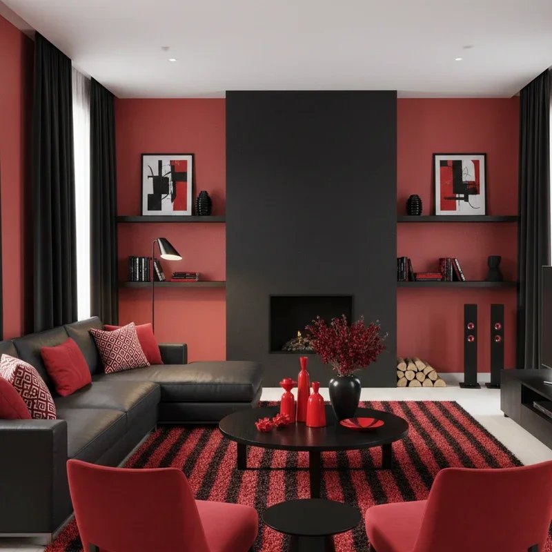Red and Black Living Room Ideas