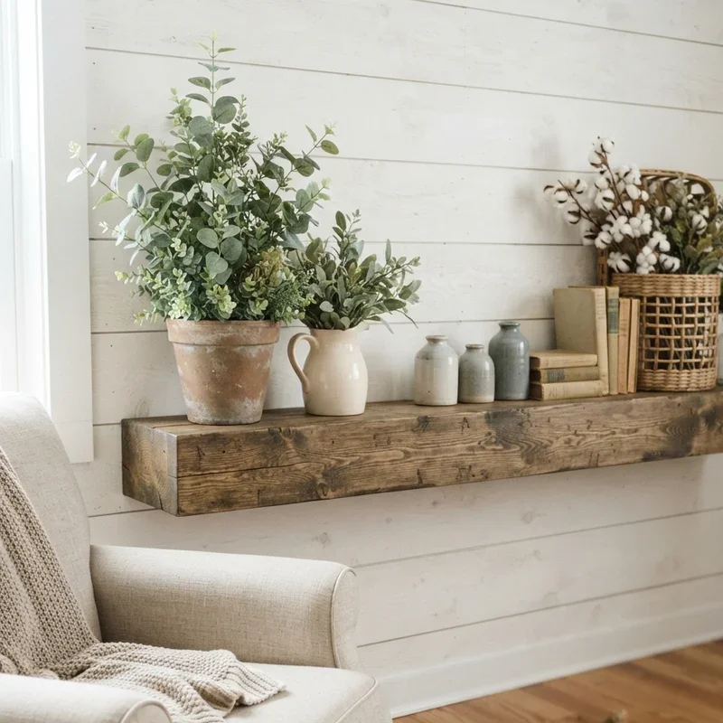 Farmhouse Living Room Shelf Decor Ideas