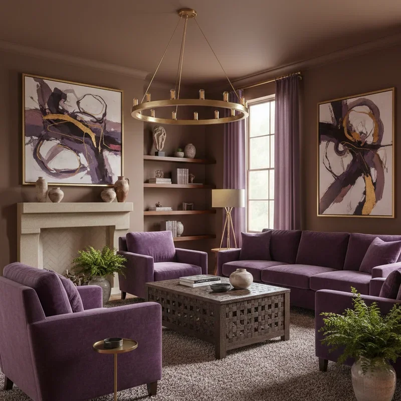 Purple and Brown Living Room Ideas